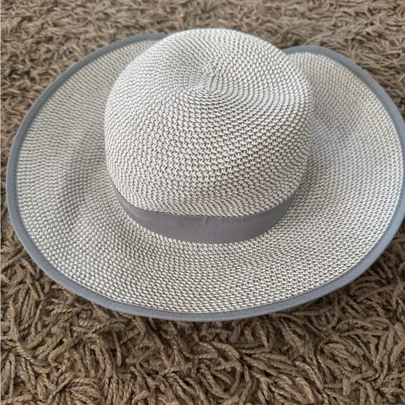 Nine West Accessories - Nine West Natural Woven Sun Hat with Gray Trim